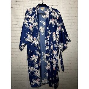 Vintage Japanese Floral Kimono Robe Made in Japan 70-80's Sakura Print One‎ Size